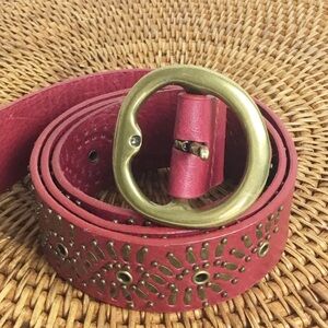 Jessica Simpson Red Studded Floral Belt Leather Size L